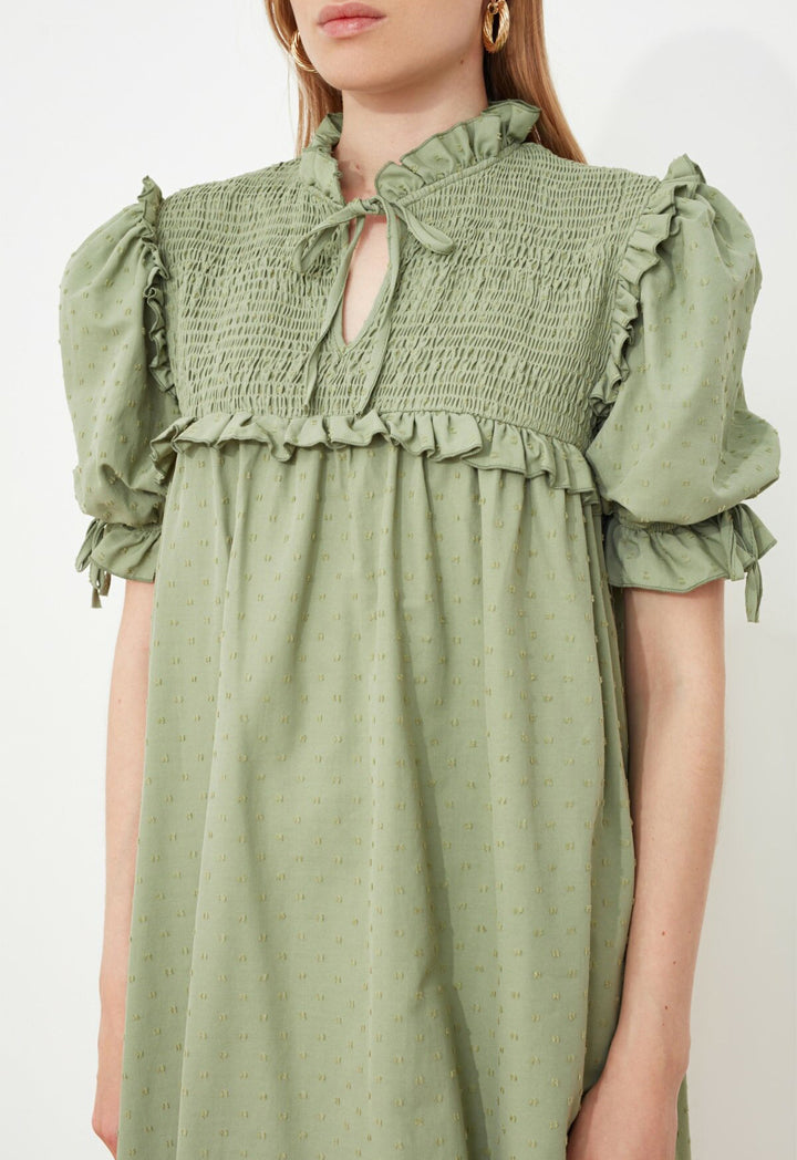 High Neck Ruffle Detail Dress