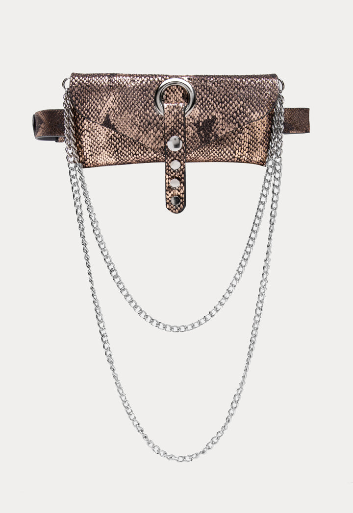 Metallic Flap Belt Bag