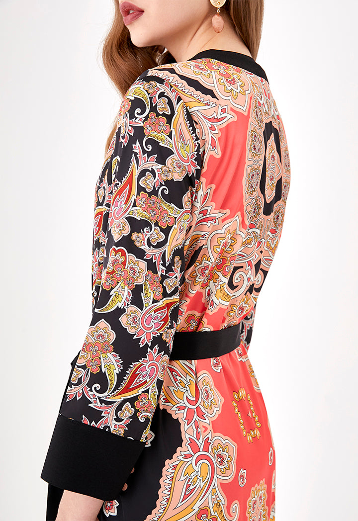 Paisley Print Long Kimono