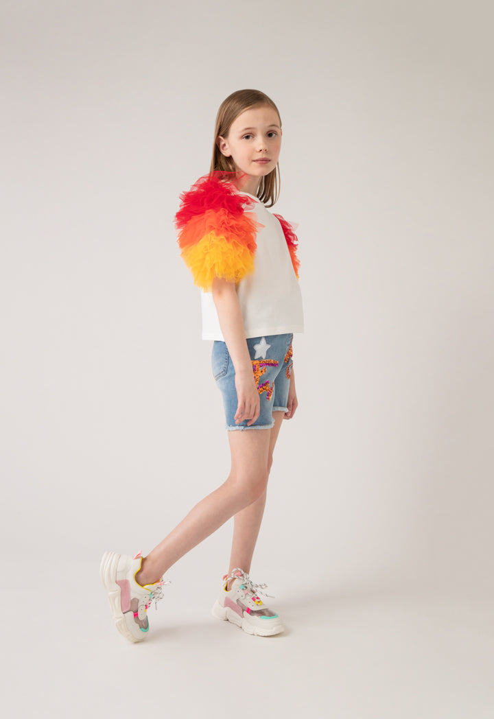 Embroidered Denim Shorts