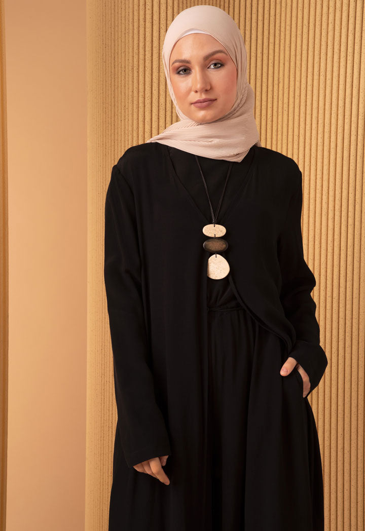 Crepe Textured Single Color Abaya