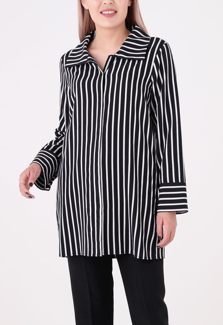 Black And White Striped Button Up Shirt