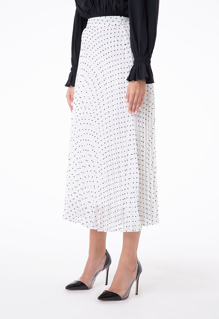 Dotted Pleated Skirt