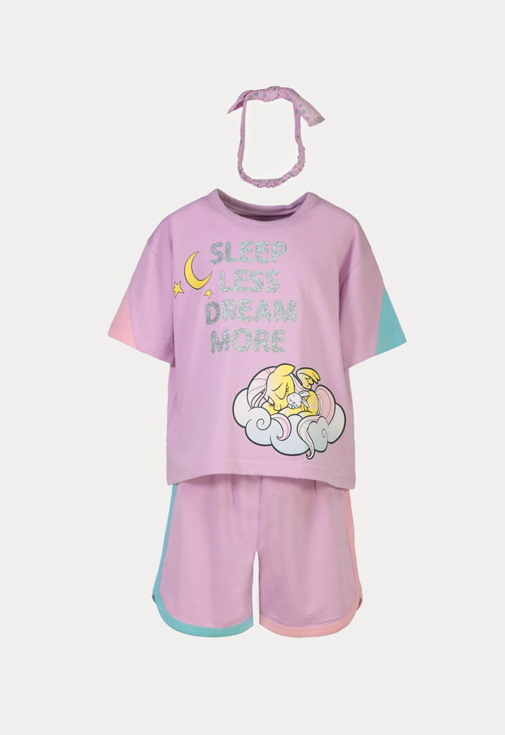 My Little Pony Glittery Rubber Print Tops And Bottoms Pajama Set