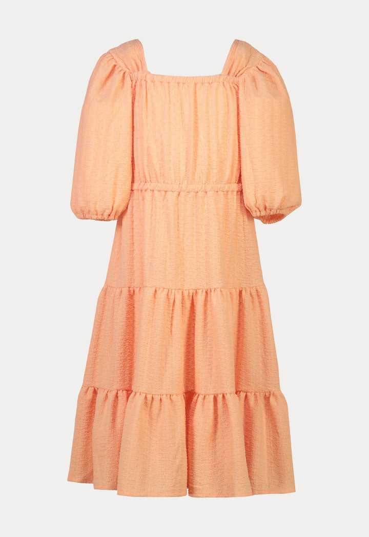 Solid Textured Tiered Elasticated Dress