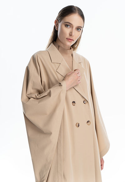 Oversized Solid Trench Coat Maxi Dress