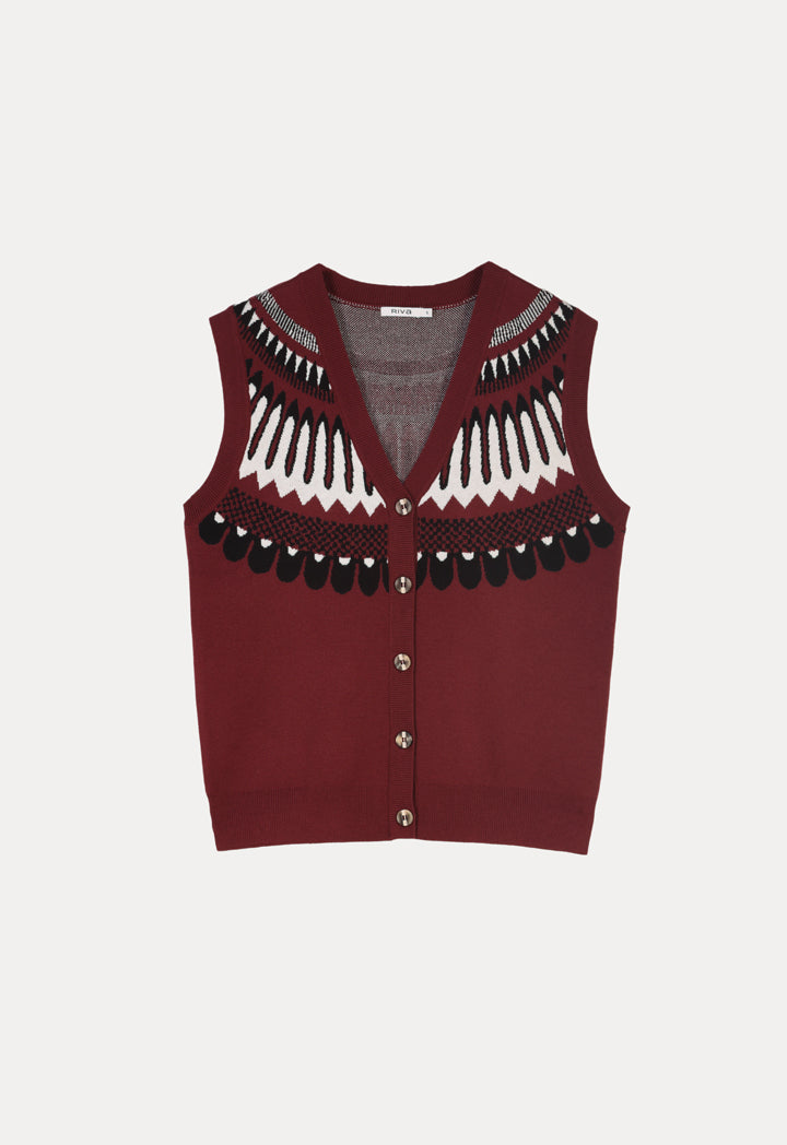 Patterned Knitted Sleevesless Vest
