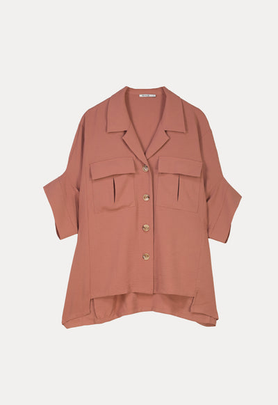 Solid Textured Oversized Shirt