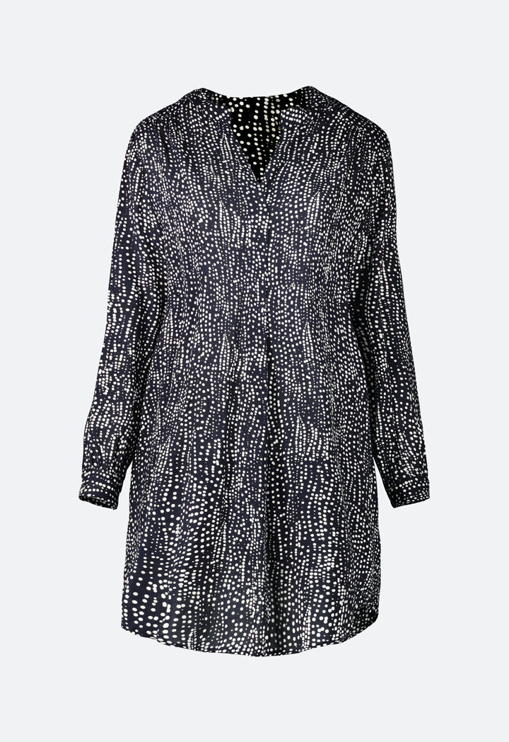 Polka Dot V Neck Long Blouse