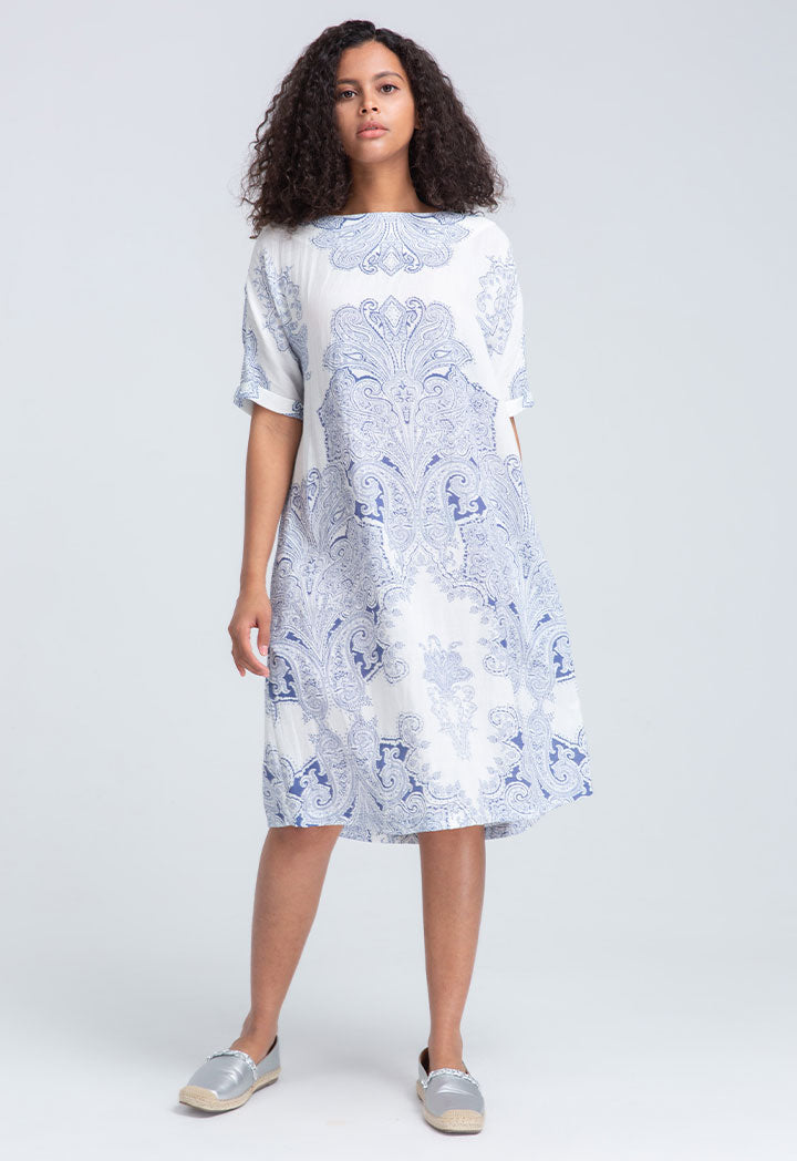 Paisley Placement Print Casual Dress