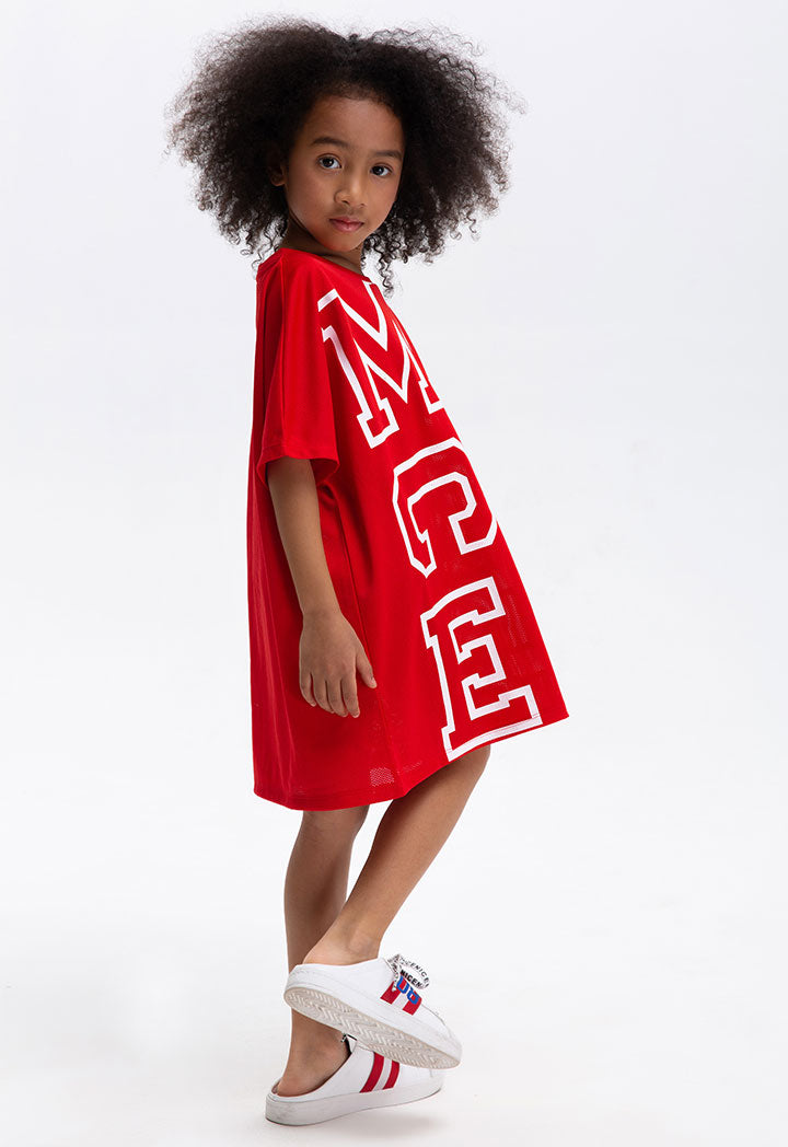 Mickey Mouse Mesh Big Text Print Dress