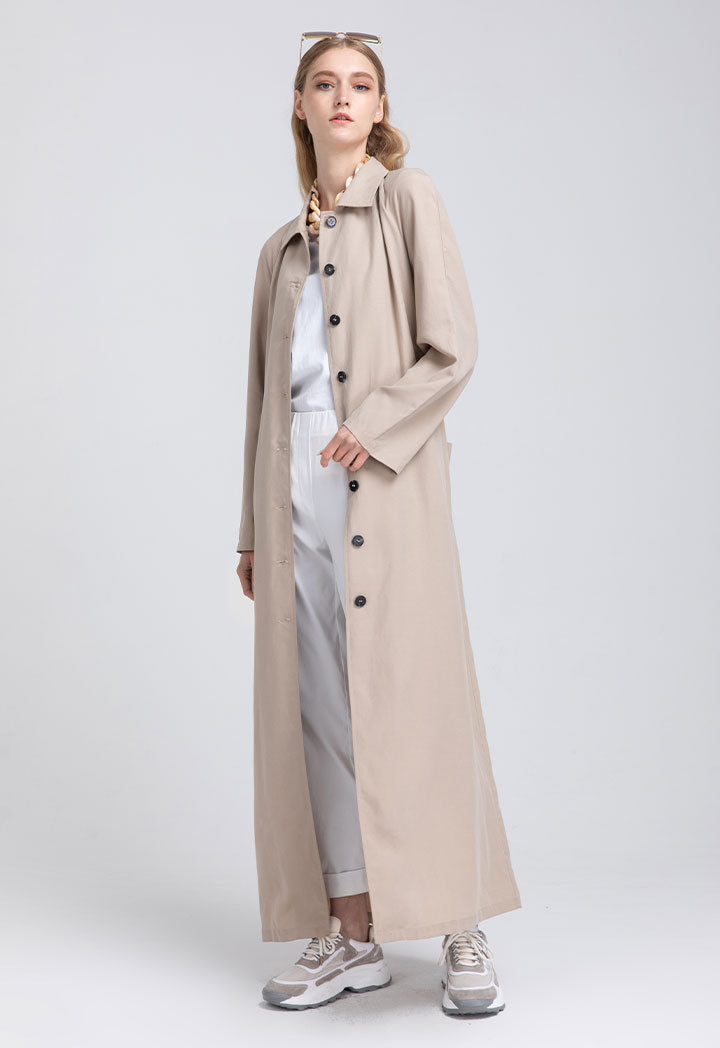 Solid Long Slit Outerwear