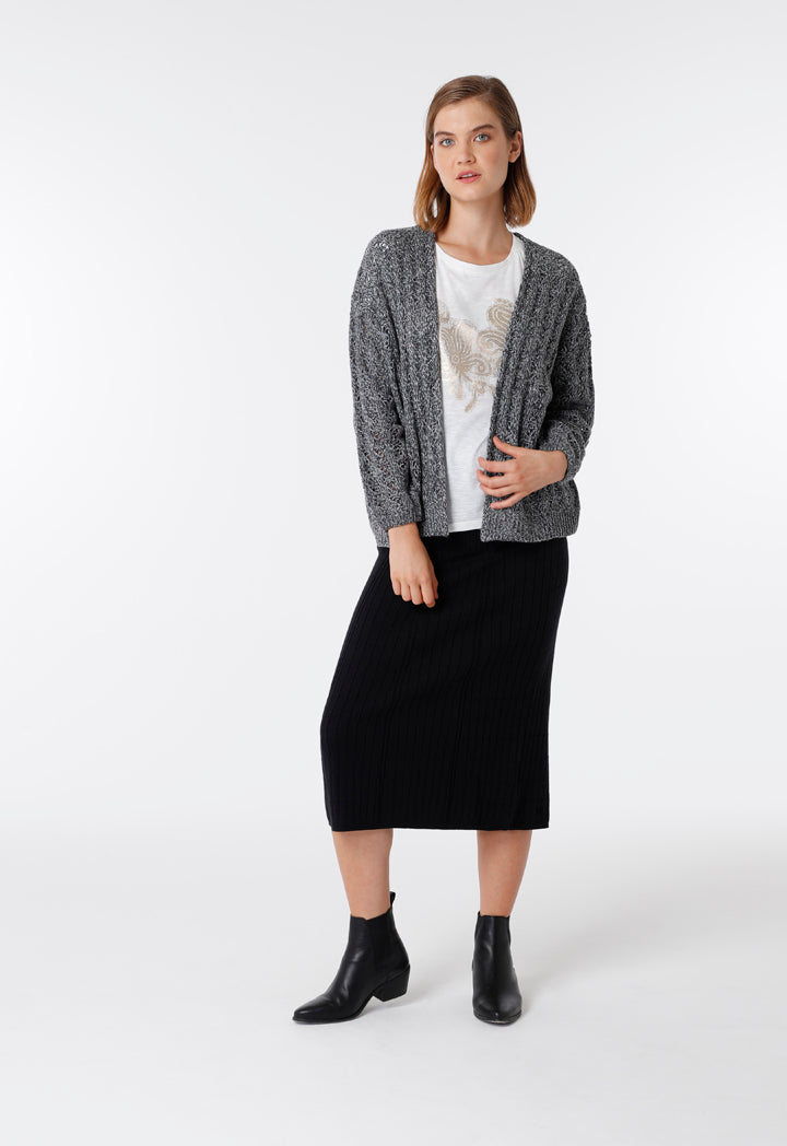 Ribbed Knit Midi Skirt - Fresqa