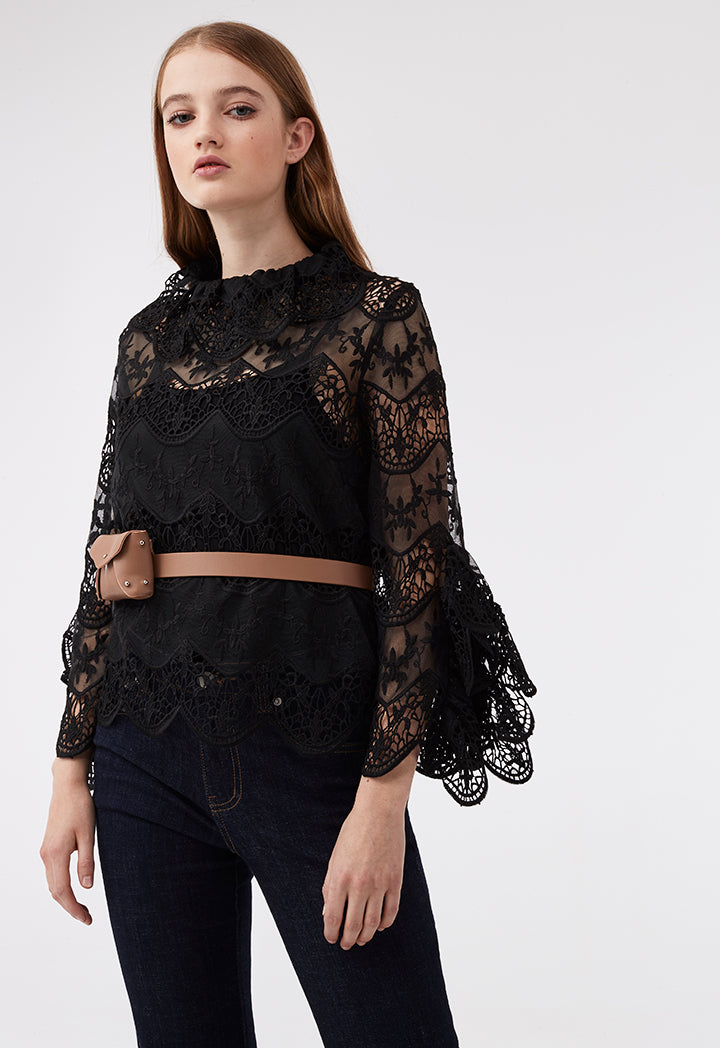 Schiffli & Mesh Blouse