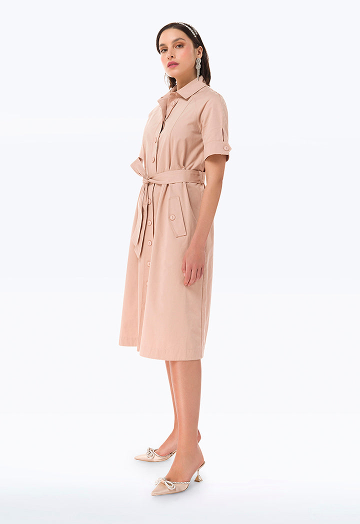 Classic Twill Solid Shirt Dress