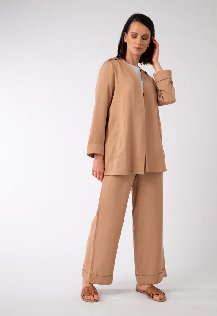 Straight Fit Wide Leg Trouser