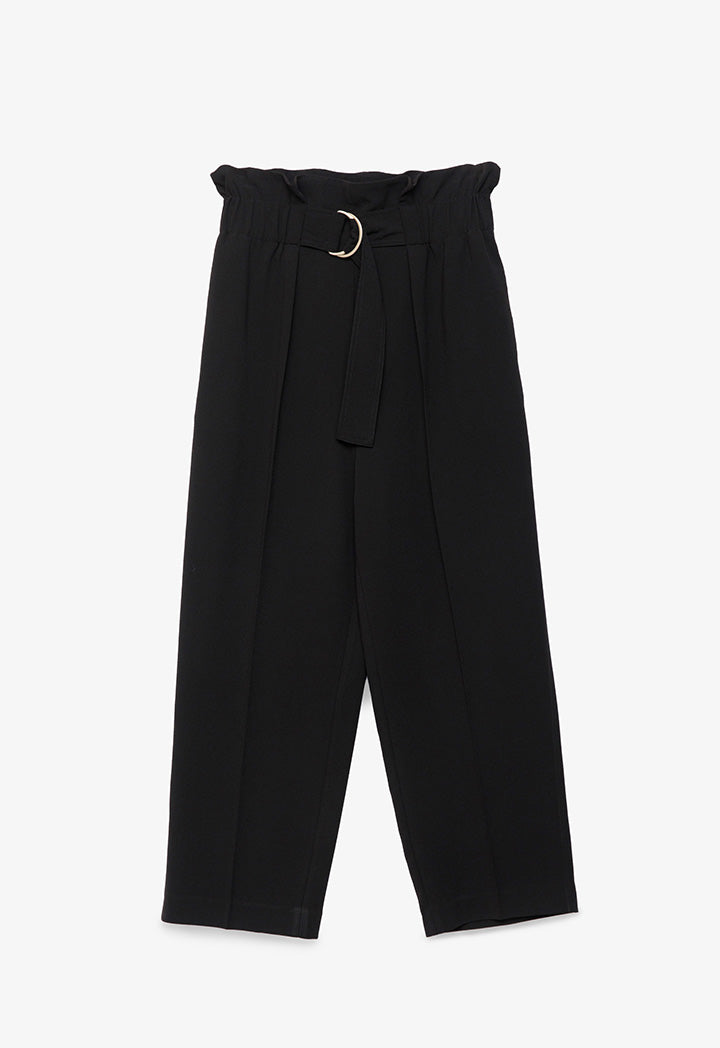 Elasticated High Waist Solid Trouser