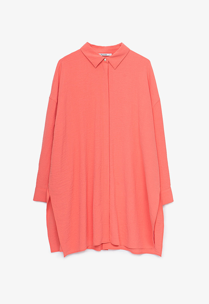 Oversized Solid Blouse With Side Slits