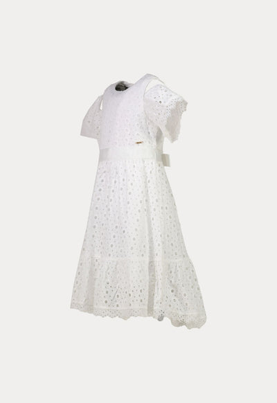 Amime Eyelet Embroidered Cold Shoulder Dress