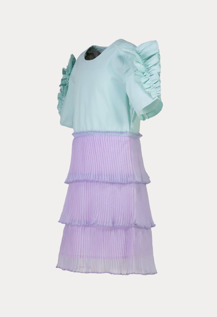 Tiered Pleated Organza Dress