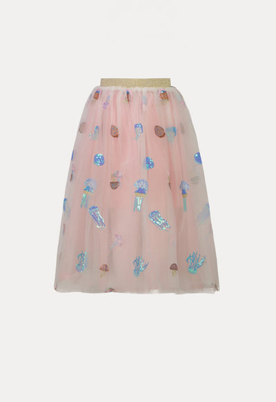 Underwater T-shirt With Swarovski Crystals            Ecru Tulle Jellyfish Embroidery Skirt