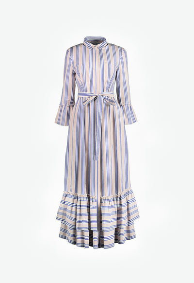 Gathered Hem Striped Dress