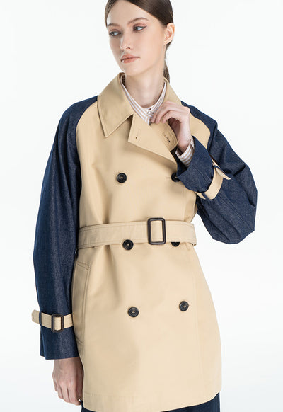 Contrast Trench Coat Design Outer Jacket