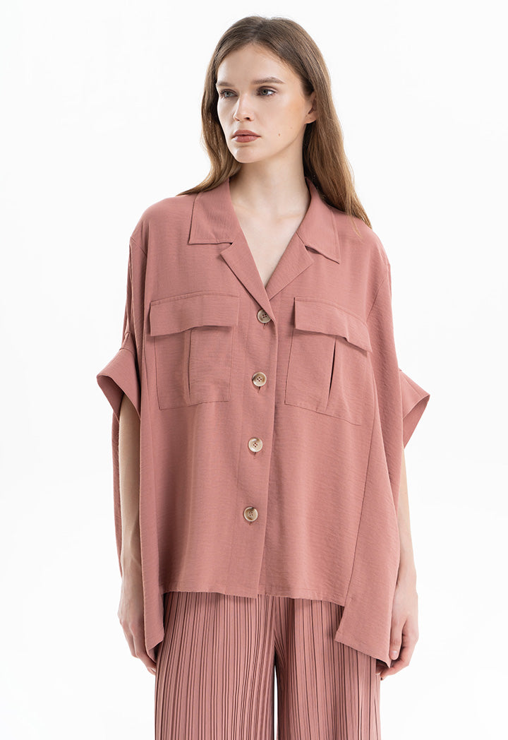 Solid Textured Oversized Shirt