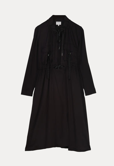 Solid Elasticated Drawstring Long Jacket