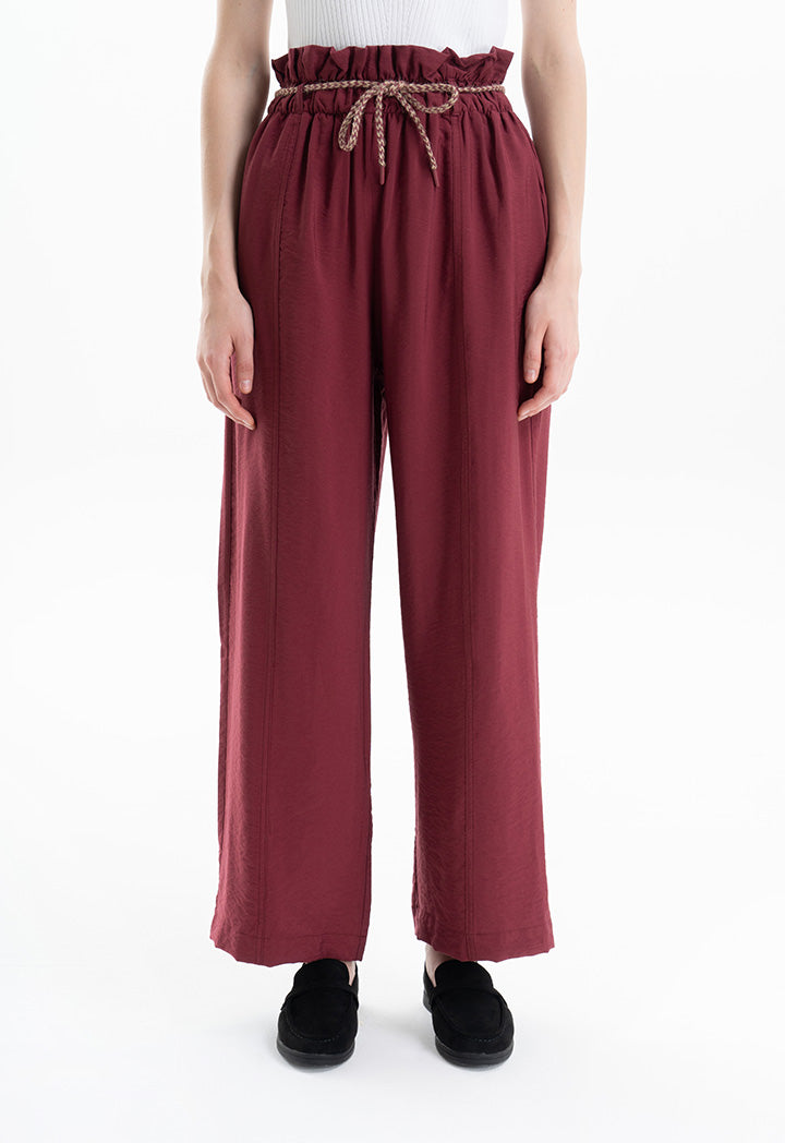 High Rise Ribbed Waist with Belt Trouser