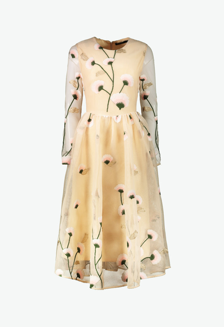 Floral Embroidered Tulle Dress