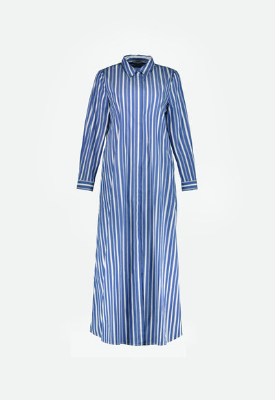 Indigo Striped Shirt Dress