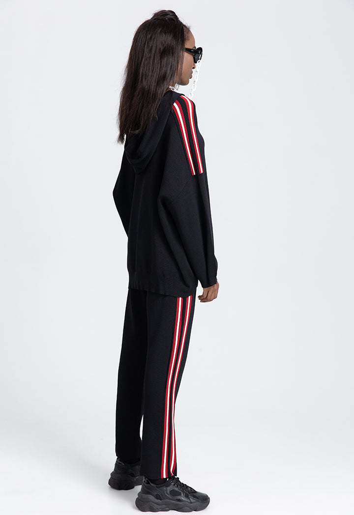 Ribbed Knitted Trouser With Contrast Piping