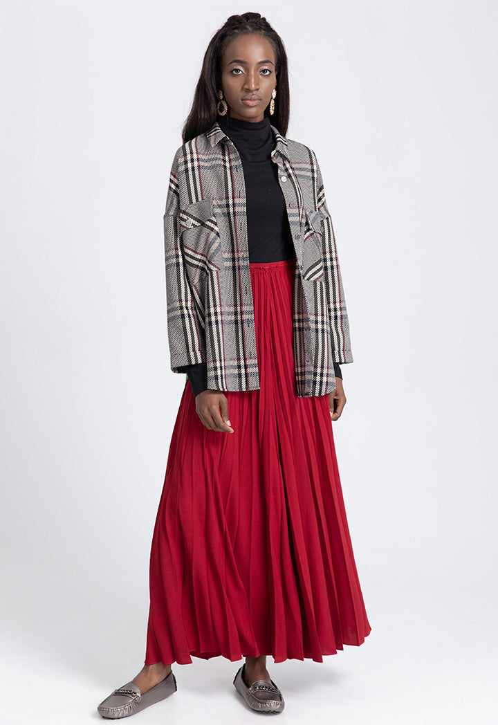 Pleated Culottes with Frill Waistband