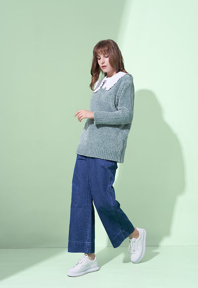 Wide Hem Straight Cut Trouser