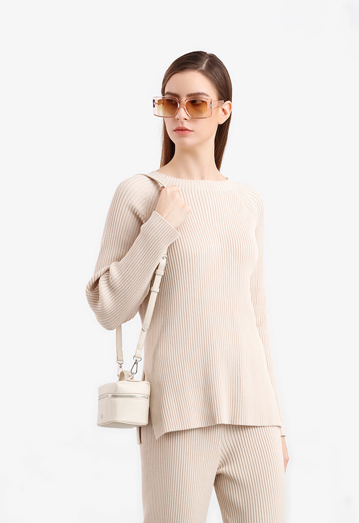Tiny Pleated Solid Knitted Blouse