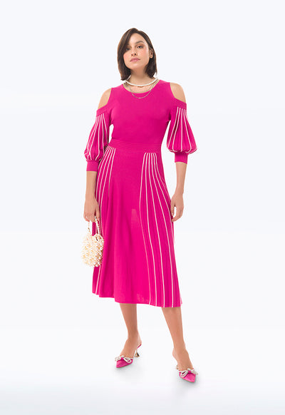 Cold Shoulder Knitted Maxi Dress