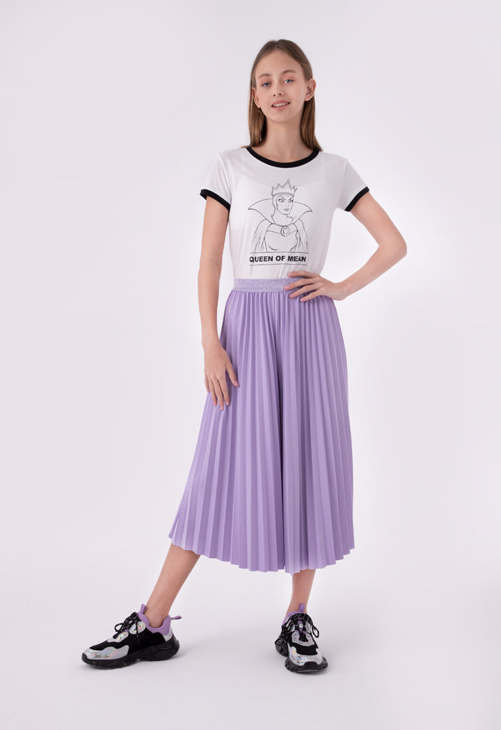 Lurex Elastic Waist Pleated Culottes Trouser