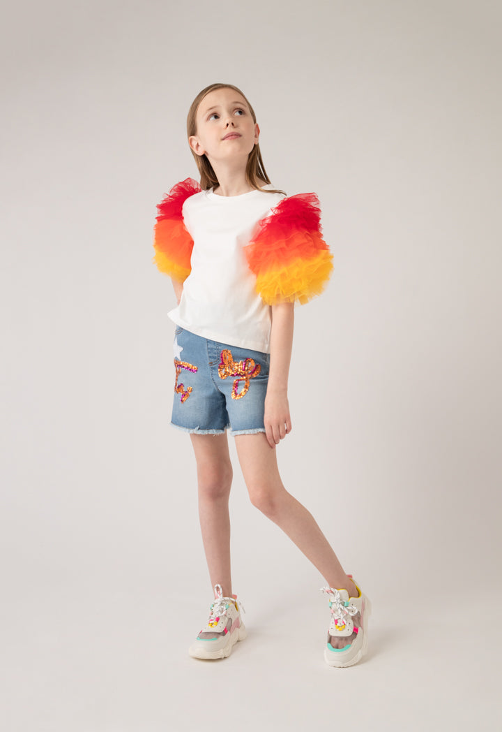 Embroidered Denim Shorts