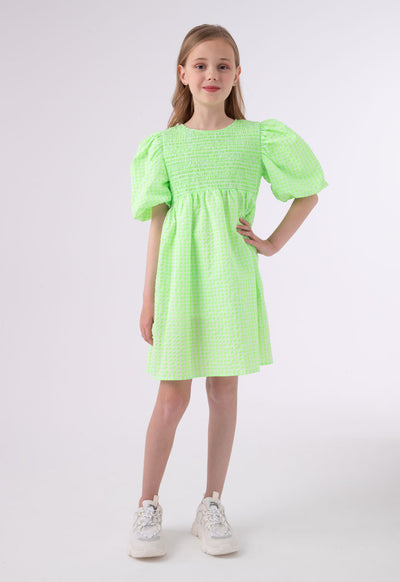 Seersucker Check Smock Dress