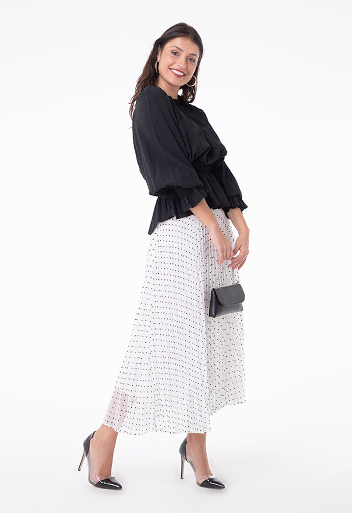 Dotted Pleated Skirt