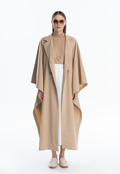 Oversized Solid Trench Coat Maxi Dress
