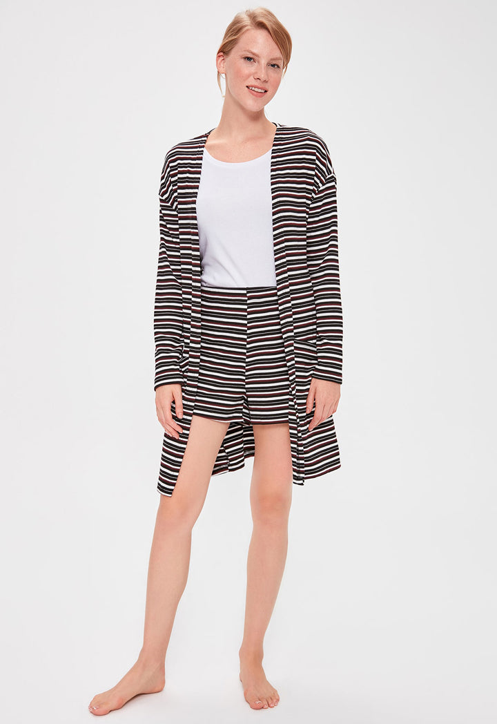 Striped Knitted Cardigan - Fresqa
