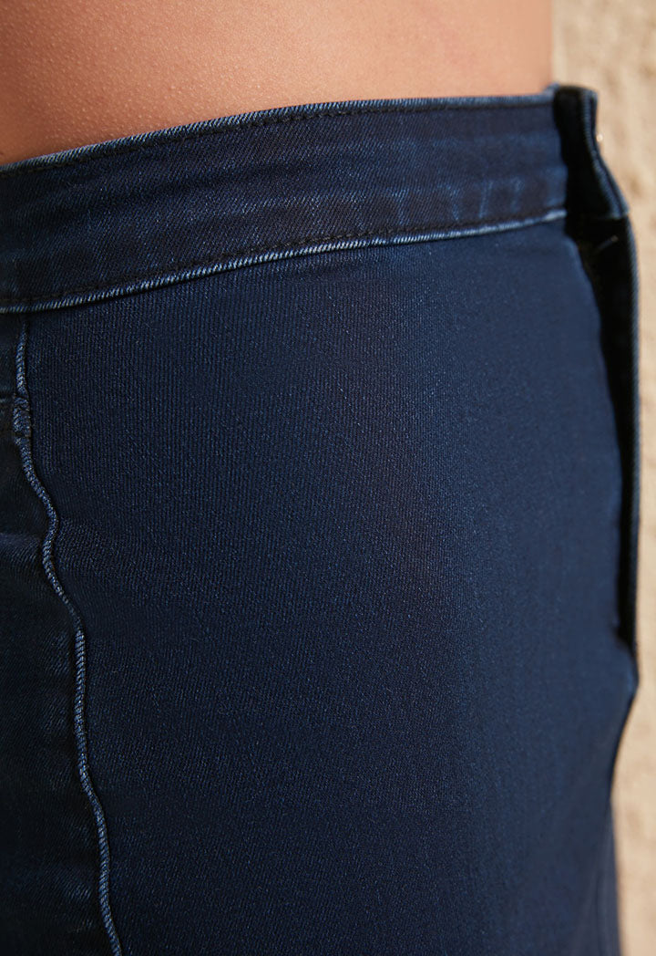 Dark Blue Denim Mini Skirt - Fresqa