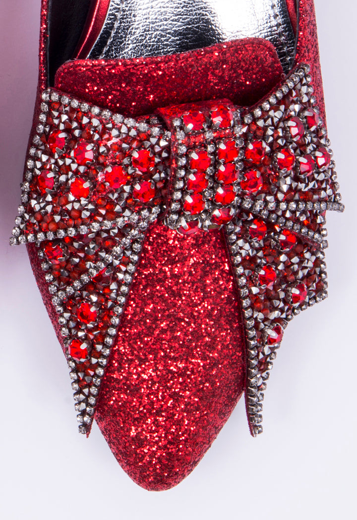 Glittered Ribbon Pointed Shoes - Fresqa