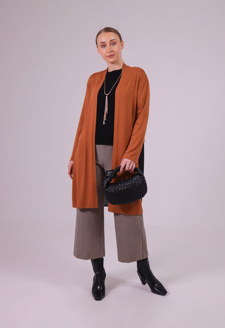 Two Color Knitted Long Cardigan