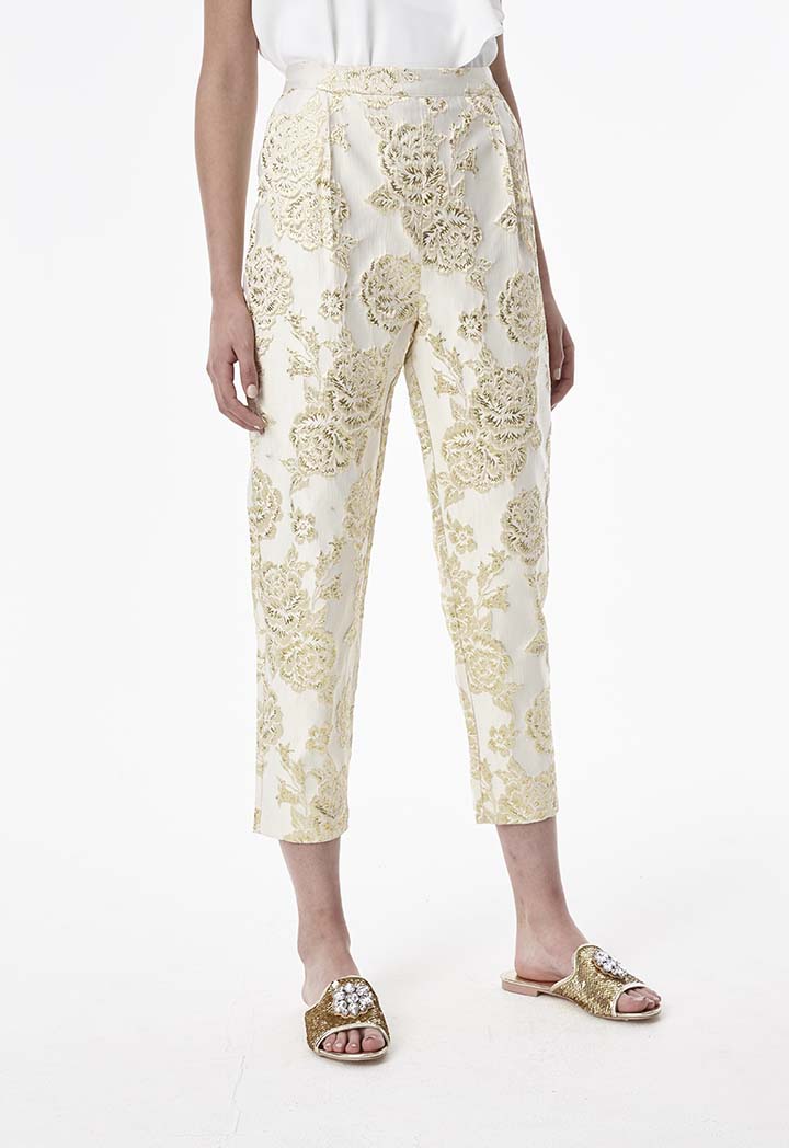 Floral Jacquard Trousers