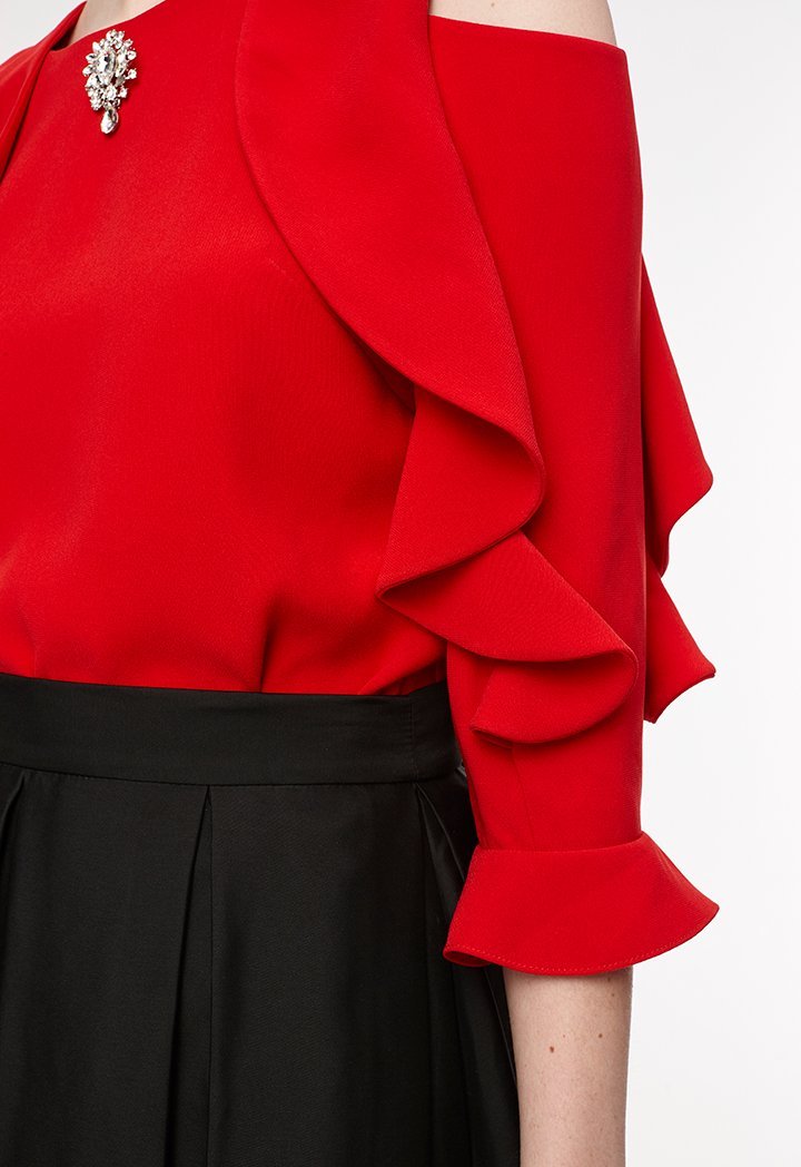 Cold Shoulder V-Back Blouse