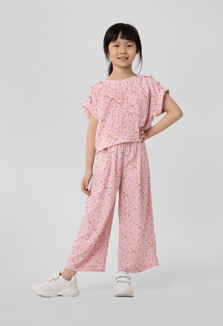 Floral Pattern Crop Top And Trouser Sets