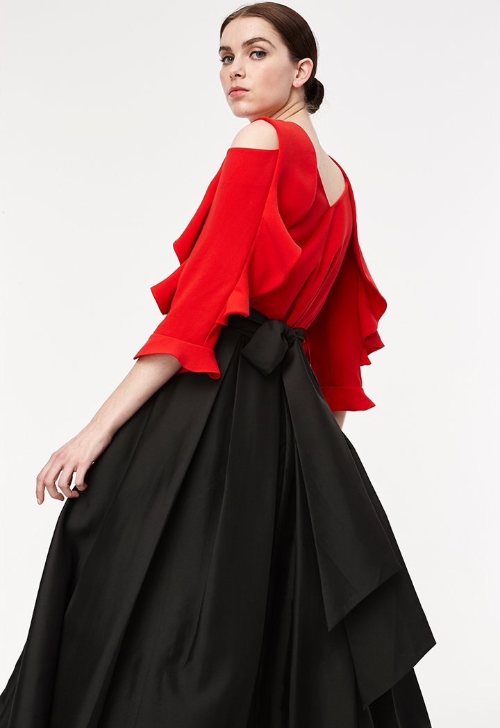 Cold Shoulder V-Back Blouse
